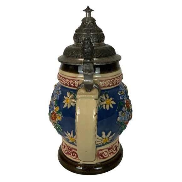 Vintage Gerz German Beer Stein With Lid .5L Neuschwanstein Castle Floral Design - Picture 3 of 8